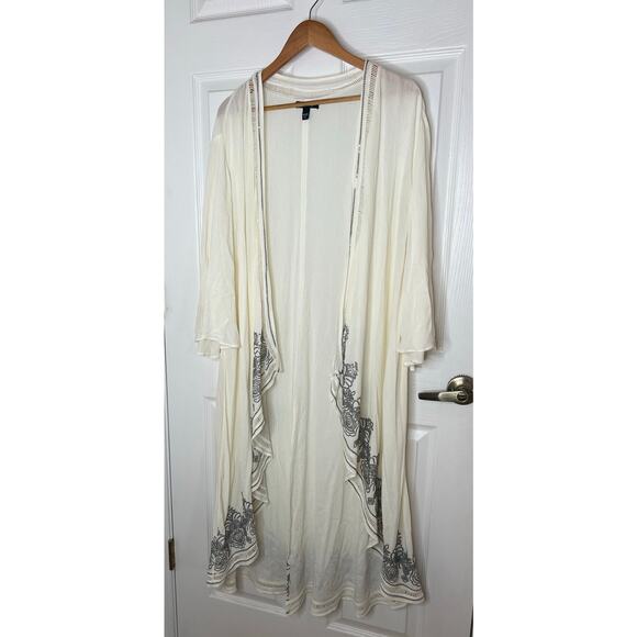 Torrid Women's Ivory Sequin Kimono Flowy Cover Up Size 00/0 equivalent to a M/L - Picture 3 of 10